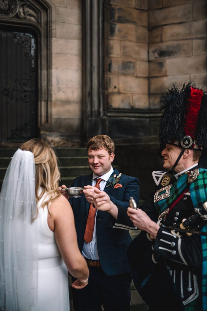 emily and george edinburgh elopement quaich ceremony