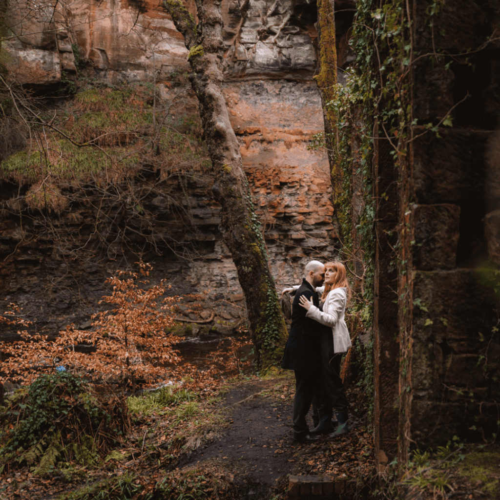 roslin glen country park elopement kat and douglas adventure photoshoot featured square
