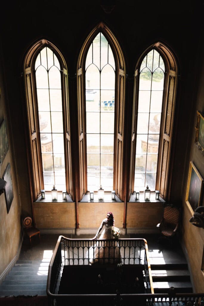 Tall arched window interior with natural light