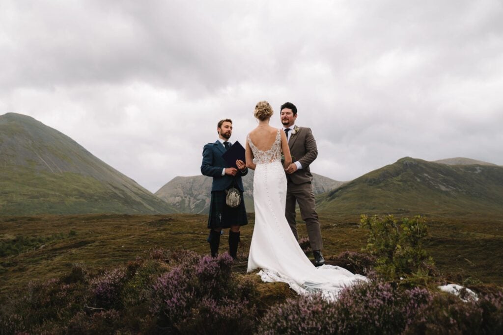 Couple during outdoor ceremony in Highlands