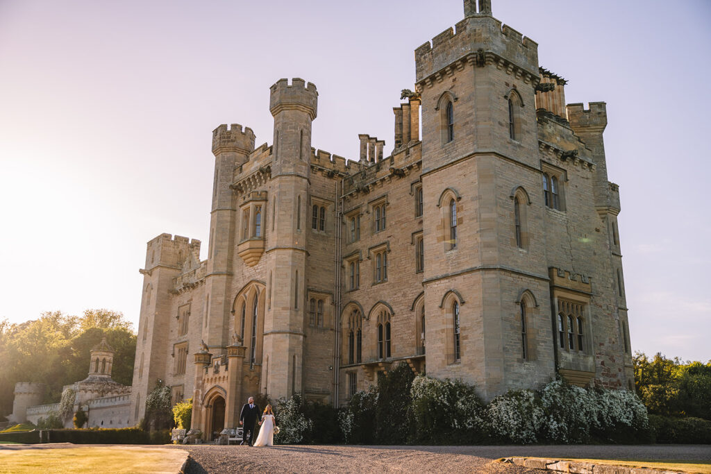 Exterior view of historic castle building in daylight.
