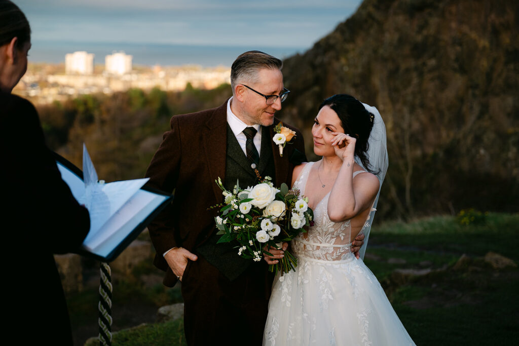 bride crying after celebrant speech
