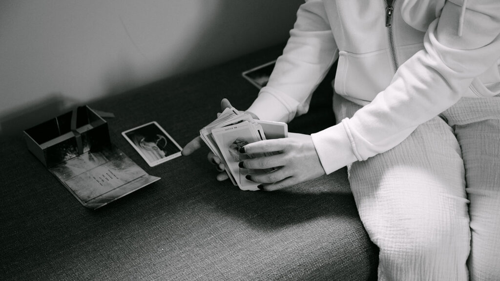 bride with her tarot cards
