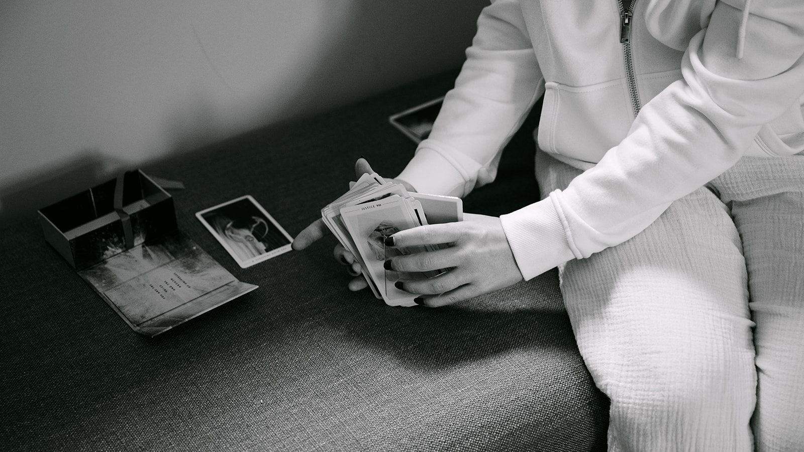 bride with her tarot cards