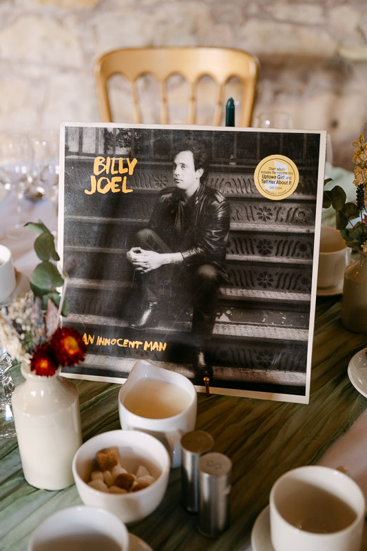 billy joel album on wedding dinner table