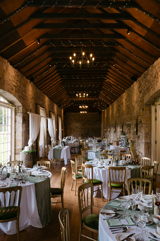 dinner setup at kirknewton house