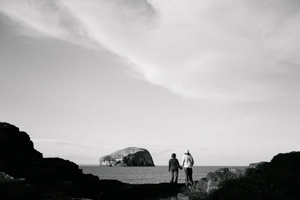 Peyton and Taylor sea cliff beach bass rock proposal photoshoot
