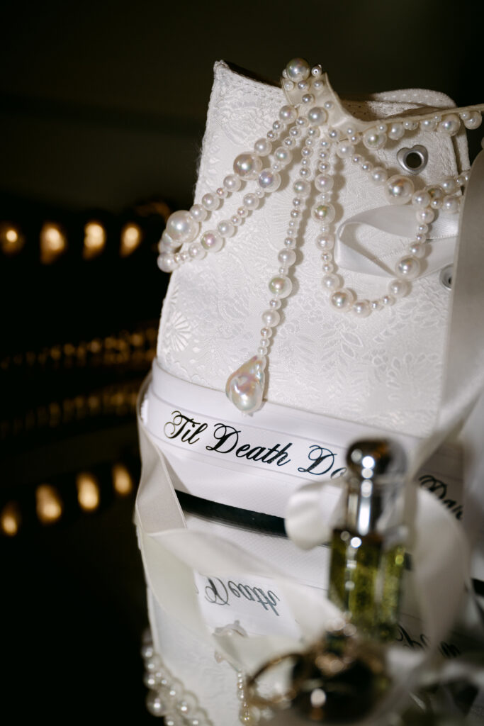 'til death do us part' converse brides shoe at auchen castle