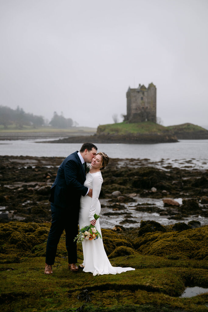 Scarlett and Ryan glencoe castle beach elopement stalker castle