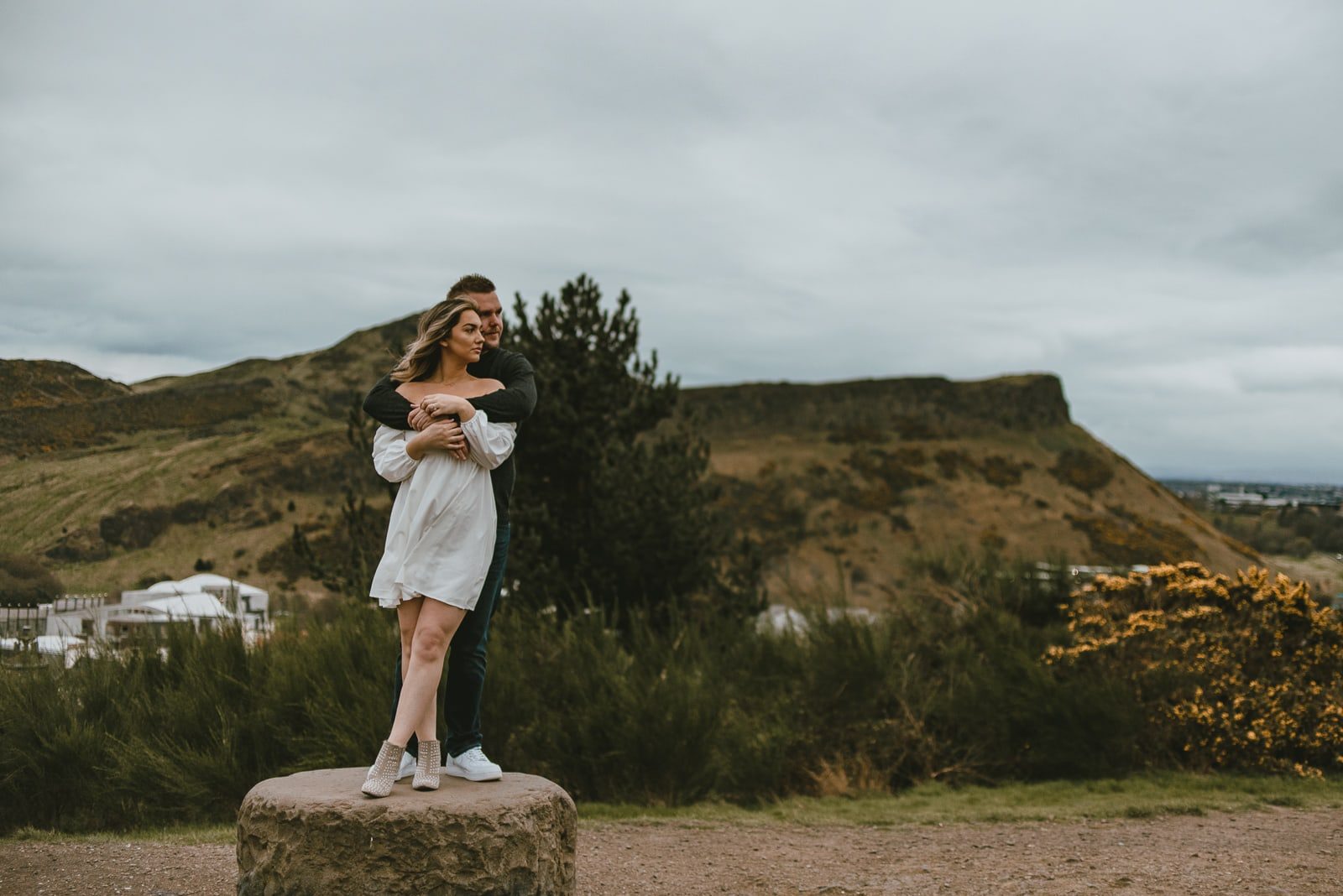 couples engagement shoot at calton hill edinburgh scotland