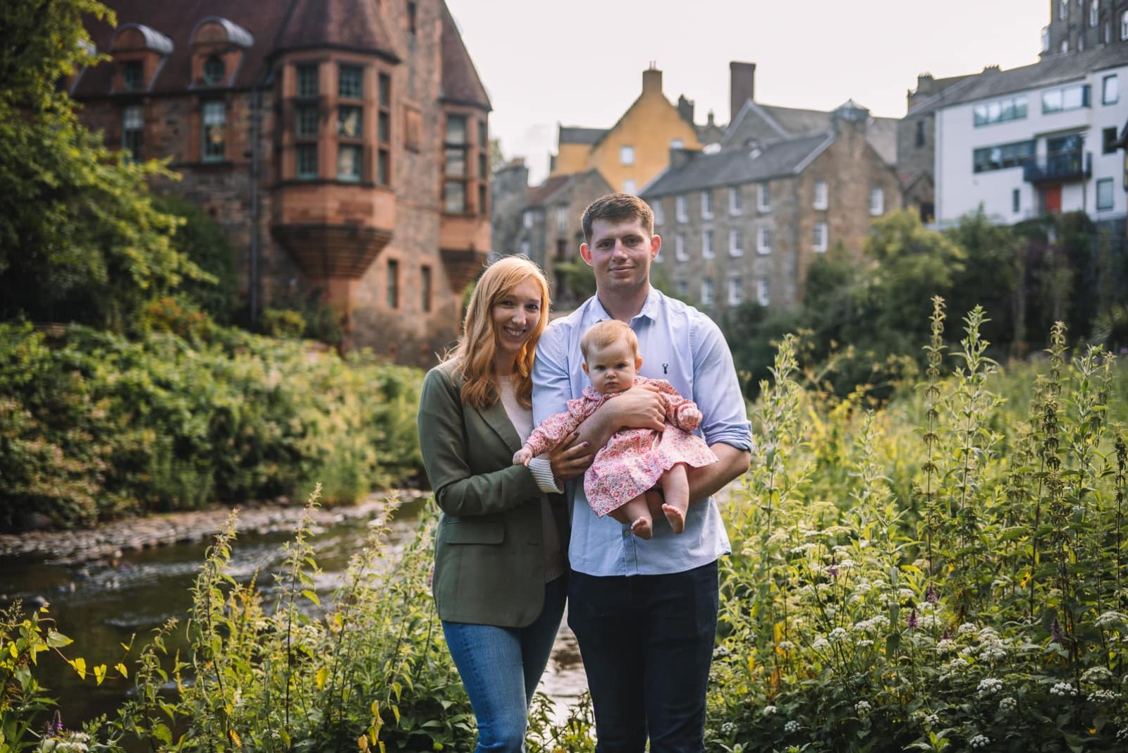 family photoshoot with baby in edinburgh dean village