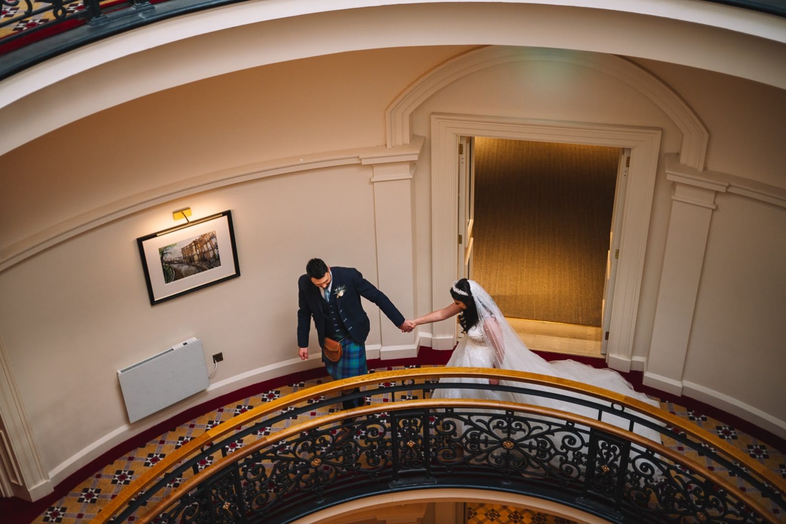 kara and mark virgin hotel edinburgh wedding Oculus